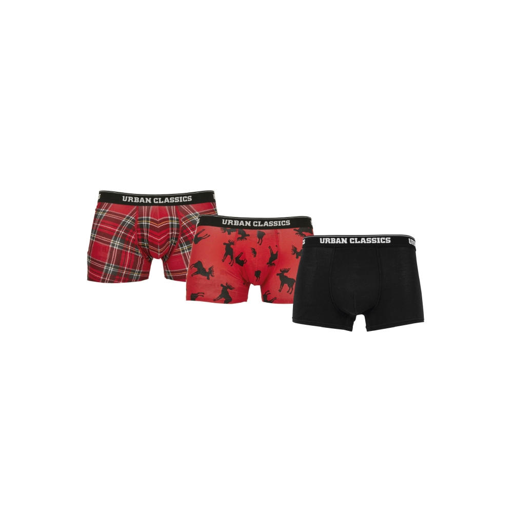 Urban Classics - 3-Pack Red Plaid Boxershorts pack - Red/Black